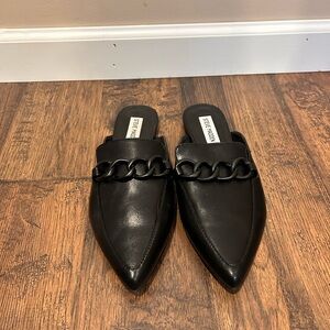 Levity Black Women's Mules with Chain Detail